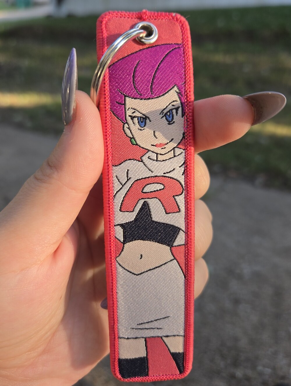 Pokemon Jessie Team Rocket Pink Fabric Keychain Strap